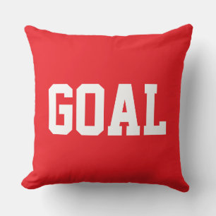GOAL Sportief Wit Tekst Op Helder Fun Rood Kussen