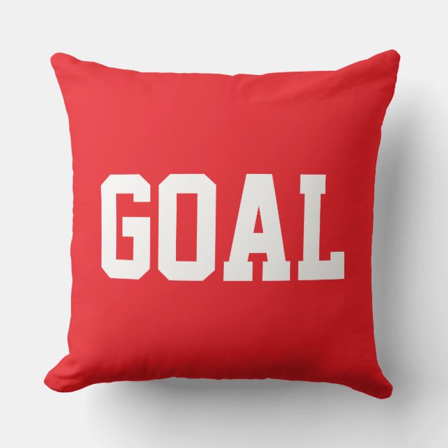 GOAL Sportief Wit Tekst Op Helder Fun Rood Kussen (Voorkant)