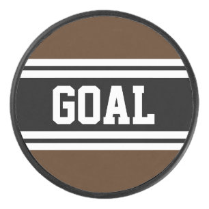 GOAL Vet Sportief Bruin Zwart Wit Racing Stripes Hockey Puck