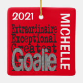 Goalie Extraordinaire CUSTOM Keramisch Ornament (Achterkant)