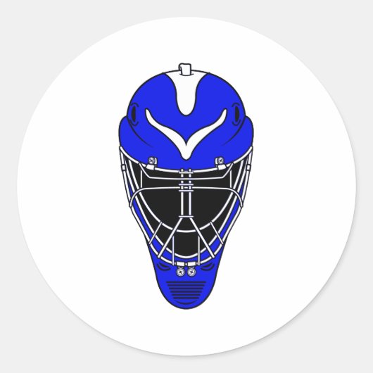 Goalie Helmet Blue Ronde Sticker (Voorkant)