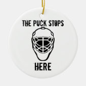 Goalie-mask, de puck stopt hier keramisch ornament (Voorkant)
