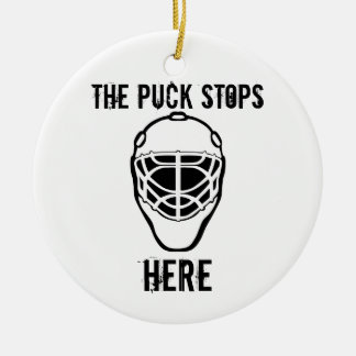 Goalie-mask, de puck stopt hier keramisch ornament