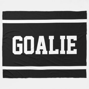 GOALIE Sportieve Zwarte Witte Tekst Strepen Fleece Deken
