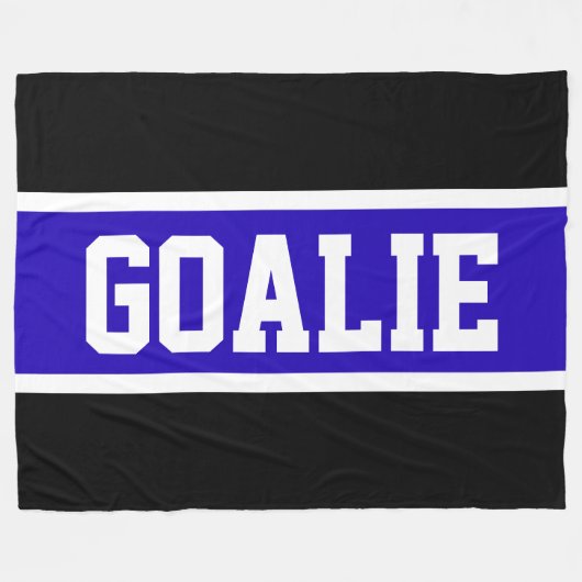 GOALIE Text Bold Athletic Blue Black White Stripes Fleece Deken (Voorkant (Horizontaal))