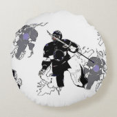 Goalies Rock! Hockey Player Rond Kussen (Achterkant)