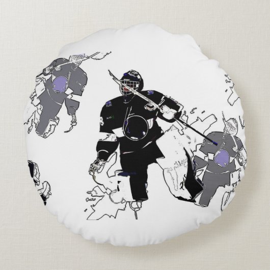 Goalies Rock! Hockey Player Rond Kussen (Achterkant)