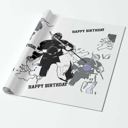 Goalies Rock! - IJshockeyspeler Cadeaupapier (Uitgerold)