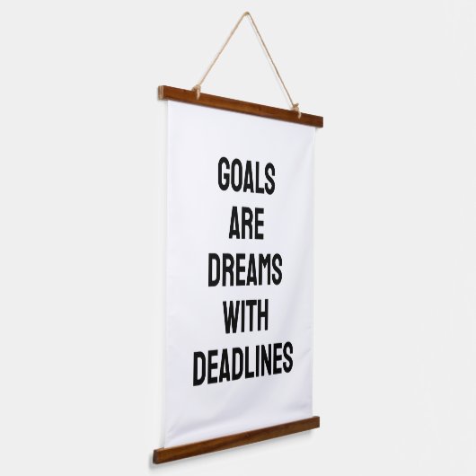 Goals Are Dreams with Deadlines Black and White Hangend Wandkleed (Gebogen)