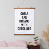 Goals Are Dreams with Deadlines Black and White Hangend Wandkleed (Slaapkamer)