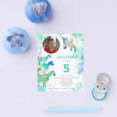 Goat 5th Birthday Foto Green Blue Budget Flyer (Enkel)