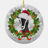 GOAT Alpine Dairy Goat Doe Santa Hat Kerstmis Keramisch Ornament (Achterkant)