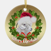 GOAT Angora Goat Doe Santa Hat Kerstmis Keramisch Ornament (Voorkant)