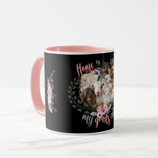 GOAT ART | Thuis is waar mijn geiten GetYerGoat Mok (Voorkant links)