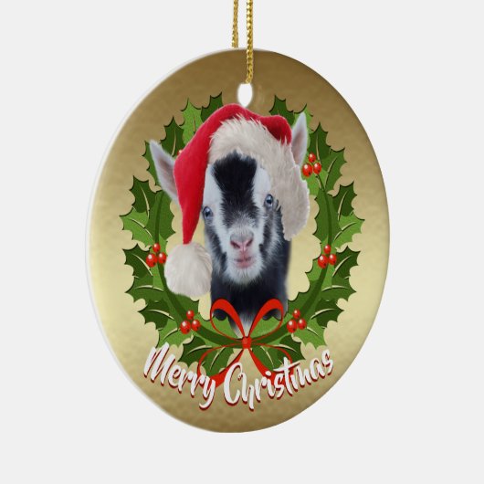 GOAT Baby Nigerian Santa Hat kerstversiering Keramisch Ornament (Rechts)