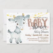 Goat Baby shower uitnodiging, Jongen, Boerderij Kaart (Voorkant)
