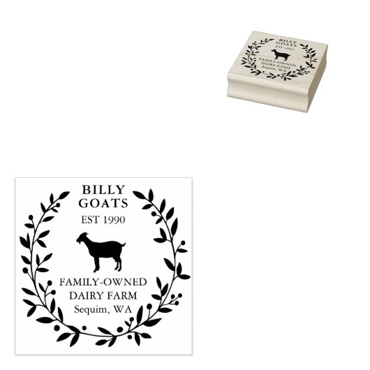 Goat Berry Laurel Editable Business II Rubberstempel (Gestempeld)