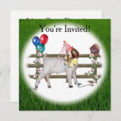 Goat Birthday Party Invitation Kaart (Voorkant / Achterkant)