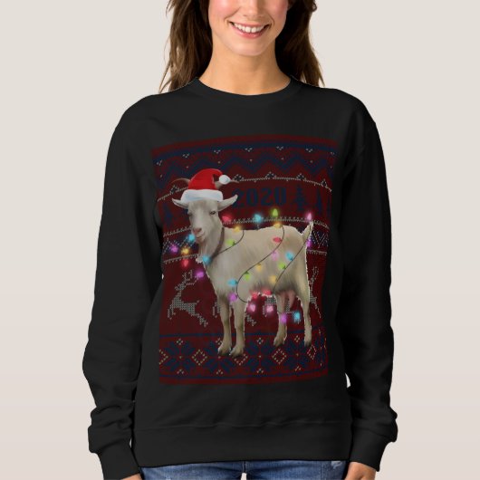 Goat Christmas Lights Ugly Sweater Goat Lover Gift (Voorkant)