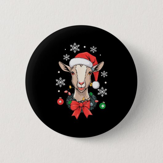 Goat Christmas Ronde Button 5,7 Cm (Voorkant)