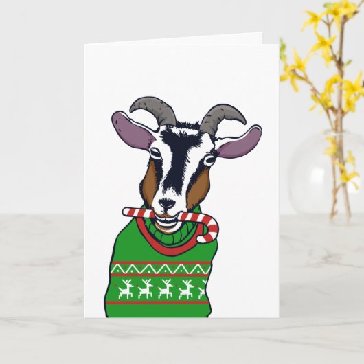 Goat Christmas Sweater Kaart (Gele Bloem)
