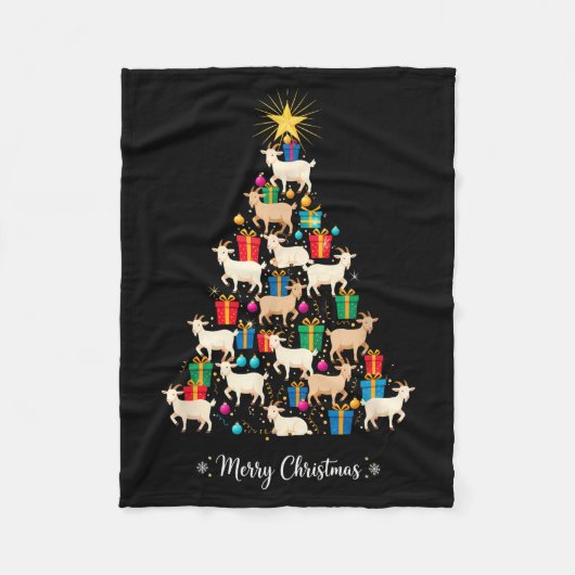 Goat Christmas Tree Xmas Holiday Men &amp; Women  Fleece Deken (Voorkant)
