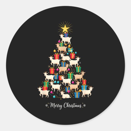 Goat Christmas Tree Xmas Holiday Men & Women Ronde Sticker (Voorkant)