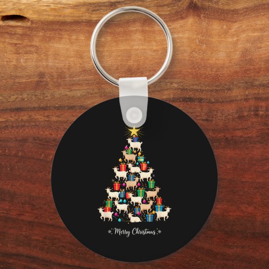 Goat Christmas Tree Xmas Holiday Men & Women Sleutelhanger (Voorkant)