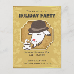 Goat & Coffee Holiday Party Custom Invitation Kaart