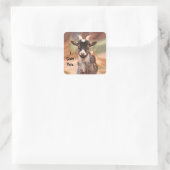 Goat Cute Funny, ik ga hier naartoe Vierkante Sticker (Tas)