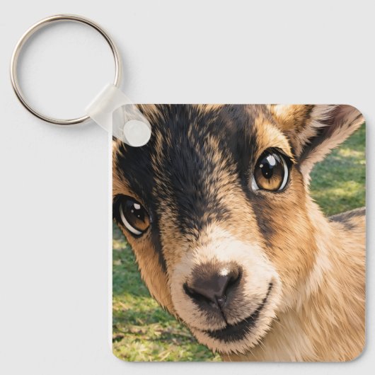 Goat Cute Keychain – Adorable Design Key Ring Gift (Voorkant)