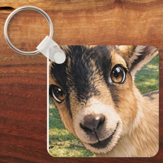 Goat Cute Keychain – Adorable Design Key Ring Gift (Voorkant)
