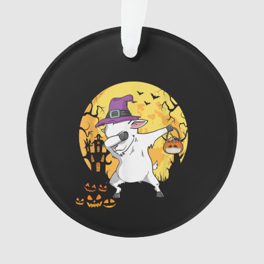 Goat Dabbing Witch Pumpkin Funny Dog Halloween Ornament (voorkant)