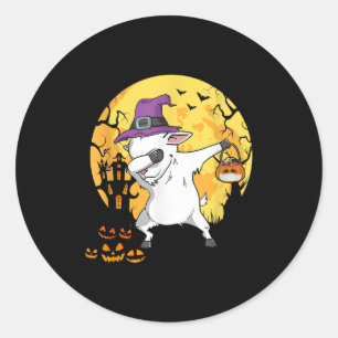 Goat Dabbing Witch Pumpkin Funny Dog Halloween Ronde Sticker