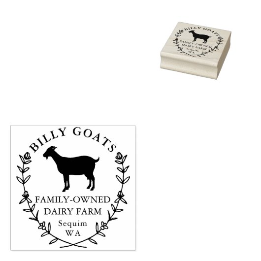 Goat Floral Laurel Editable Business Rubberstempel (Gestempeld)