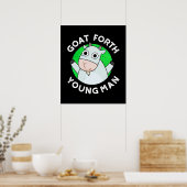 Goat Forth Young Man Funny Animal Pun Dark BG Poster (Keuken)