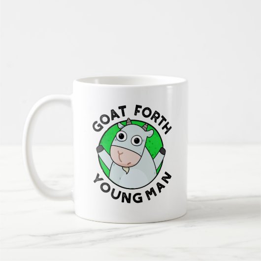 Goat Forth Young Man Funny Animal Pun Koffiemok (Links)
