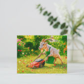 Goat Gardener Vernietigt Bloementuin Feestdagenkaart (Staand voorkant)