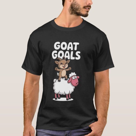 GOAT Goals Funny Goat and Sheep Cartoon Farm Anima T-shirt (Voorkant)