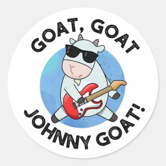 Goat Goat Johnny Goat Funny Music Animal Pun Ronde Sticker (Voorkant)