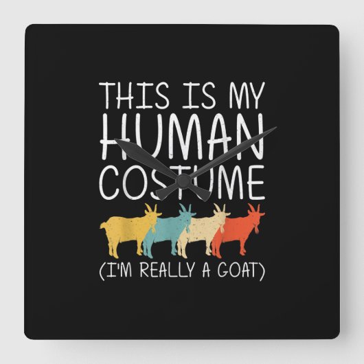 Goat Halloween Human Costume Vierkante Klok (Voorkant)