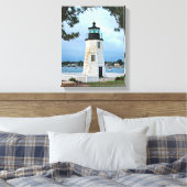 Goat Island Lighthouse, Rhode Island Canvas Afdruk (Insitu (Slaapkamer))