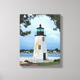 Goat Island Lighthouse, Rhode Island Canvas Afdruk