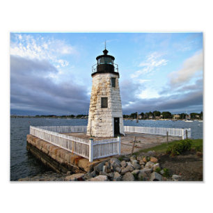 Goat Island Lighthouse, Rhode Island Foto Afdruk