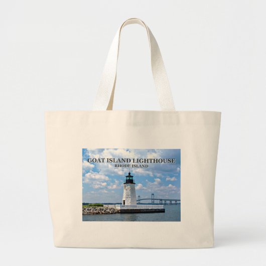 Goat Island Lighthouse, Rhode Island Grote Tote Bag (Voorkant)