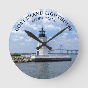 Goat Island Lighthouse Rhode Island RI Wall Clock Ronde Klok