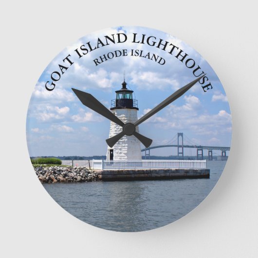 Goat Island Lighthouse Rhode Island RI Wall Clock Ronde Klok (Voorkant)