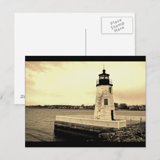 Goat Island Ligthhouse Newport, RI briefkaart (Voorkant / Achterkant)