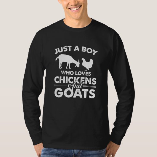 Goat Just a Boy that love Chickens and Goats Funny T-shirt (Voorkant)
