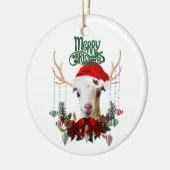 Goat Kerstheerlijk LaMancha-Kind in Antlers Keramisch Ornament (Links)